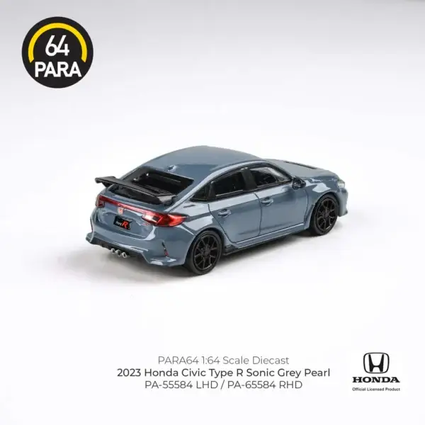PARA64 1/64 2023 Honda Civic Type R Sonic Grey Pearl LHD PA-55584