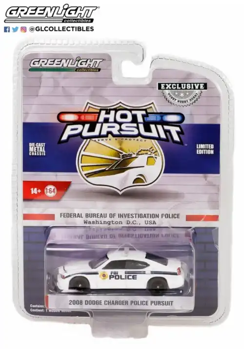 Greenlight 43025-B Hot Pursuit Special Edition - FBI Police (Federal Bureau of Investigation Police) - 2008 Dodge Charger Police Pursuit 1:64
